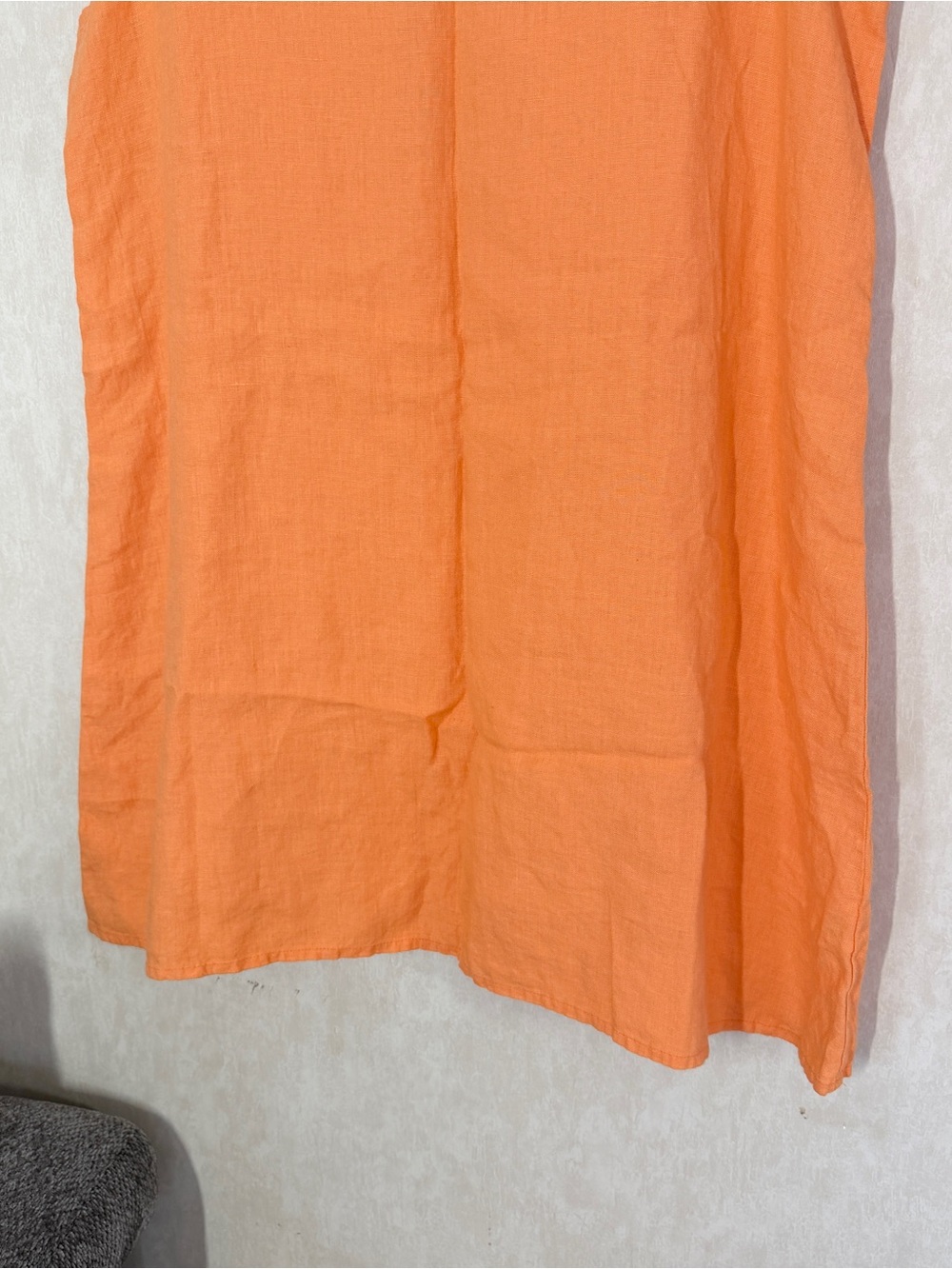 FLAX Women’s 100% Linen Sleeveless A-Line Dress Lagenlook in Apricot Orange L - Picture 5 of 12